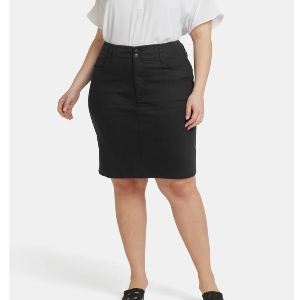 NYDJ Womens Size 16 Black Denim Pencil Skirt Lift‎ Tuck Slimming Fit NWT Stretch